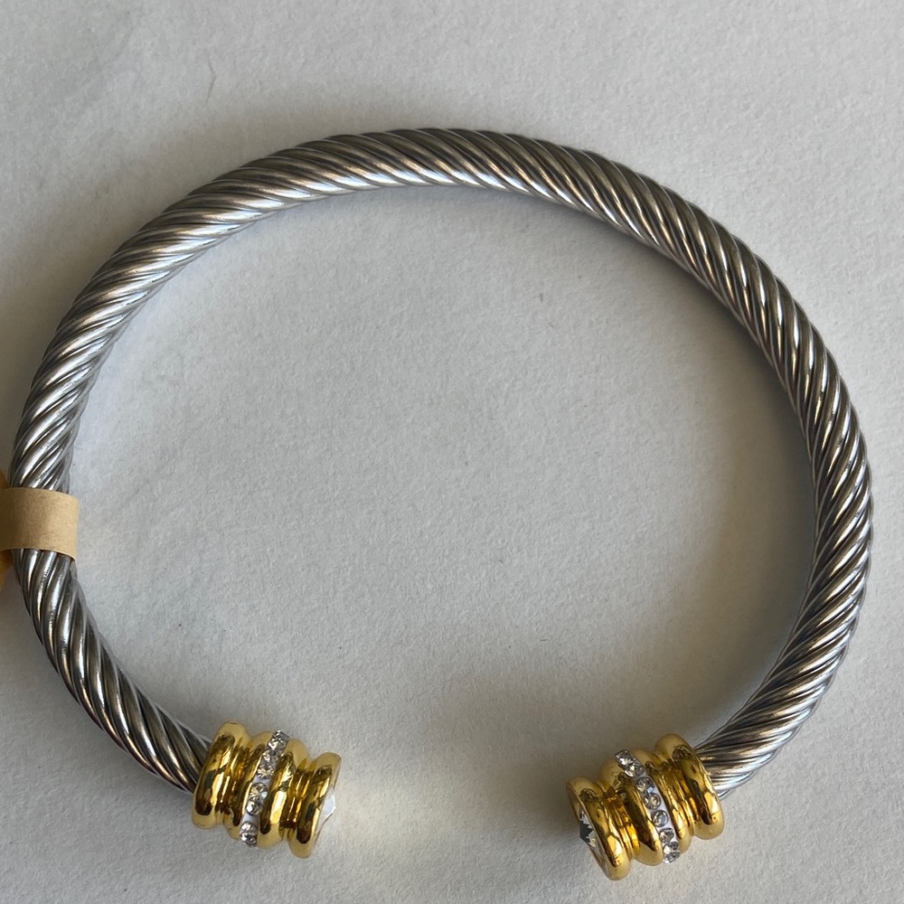 14k Gold Plated Cable Bracelet adjustable designer inspired- Estate Sale Piece